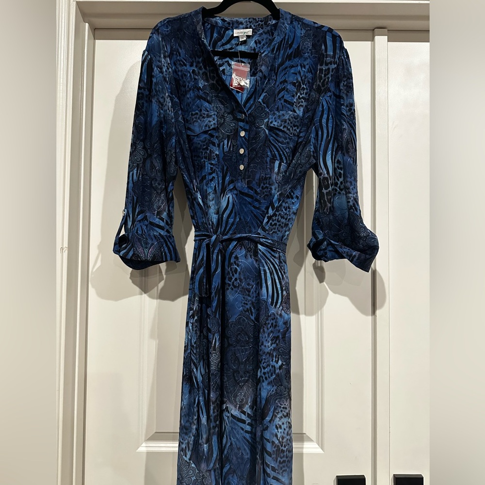 Avenue Elegant Blue Patterned Dress